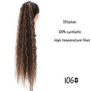 MSTN 30-Inch Synthetic Hair Fiber Heat-Resistant Straight Hair With Ponytail Fake Hair Chip-in Hair Extensions Pony Tail Wig