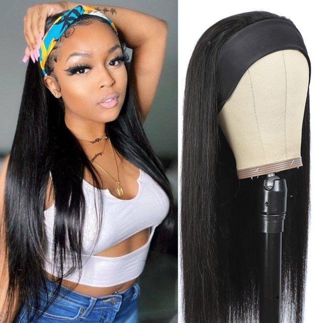 Headband Wig Human Hair Straight Brazilian No Glue Ombre Headband Human Hair Wig For Black Women Remy 150% Highlight Wig Vrvogue