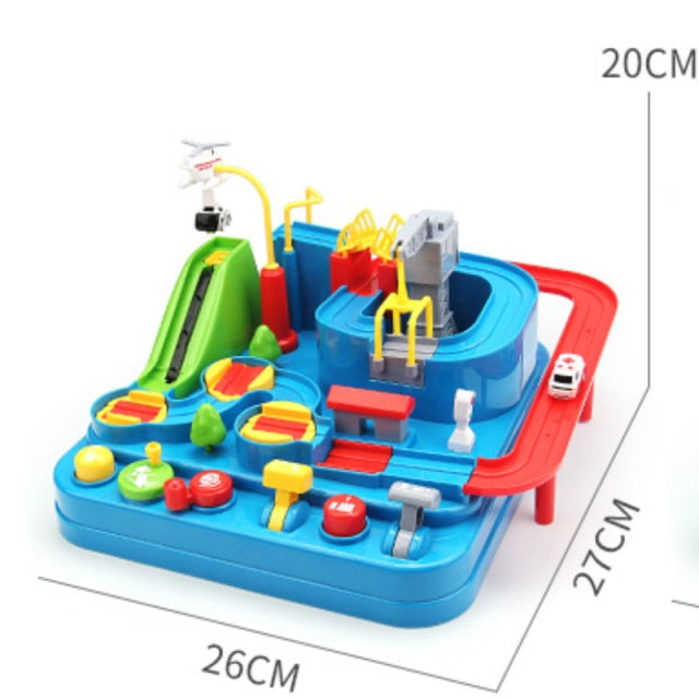 27cm Cartoon Racing Rail Car Track Car Adventure Game Mechanical Interactive Train Model Racing Educational Toys for Children