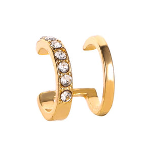 2pcs Fashion Gold Simple Cross Clip Earrings For Women Girls Cute Pearl Cubic Zirconia Ear Cuff Clip Without Piercing Jewerly