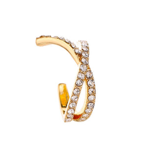 2pcs Fashion Gold Simple Cross Clip Earrings For Women Girls Cute Pearl Cubic Zirconia Ear Cuff Clip Without Piercing Jewerly