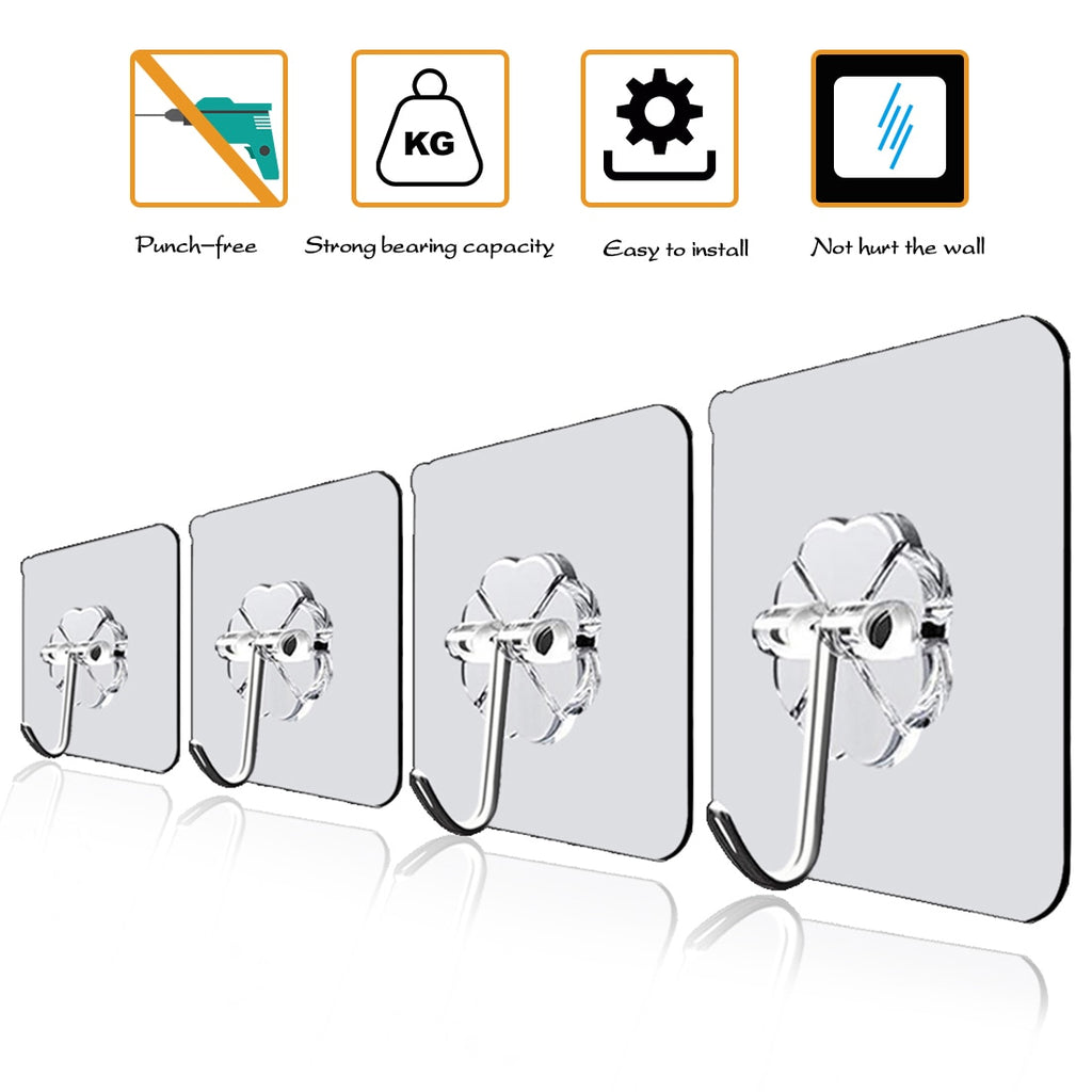 20/10 Pcs Hooks Transparent Strong Self Adhesive Door Wall Hangers Hooks Suction Heavy Load Rack Cup Sucker for Kitchen Bathroom