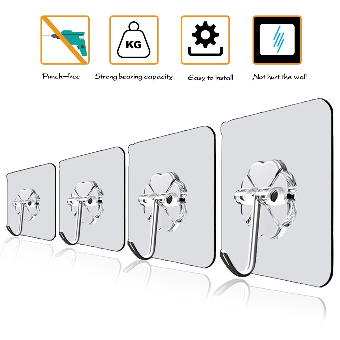 20/10 Pcs Hooks Transparent Strong Self Adhesive Door Wall Hangers Hooks Suction Heavy Load Rack Cup Sucker for Kitchen Bathroom