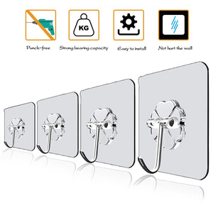 20/10 Pcs Hooks Transparent Strong Self Adhesive Door Wall Hangers Hooks Suction Heavy Load Rack Cup Sucker for Kitchen Bathroom