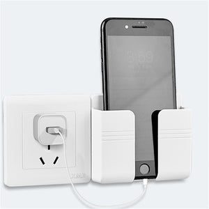 Mobile Phone Charging Hanging Holder Multifunction Wall Mounted Plug Bracket Remote Control Mounted Storage Box
