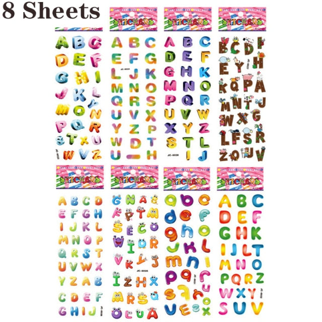 3D Stickers for Kids Toddlers 20/8 Different Sheets 3D Puffy Bulk Sticker Cartoon Education Classic Toy Children Boys Girl Gifts
