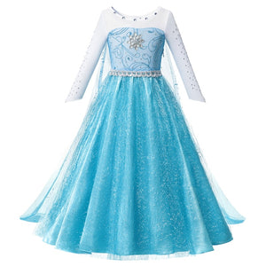 Muababy Elsa 1&2 Princess Dresses for Girls Fever Green Floral Maxi Dress Winter Robe Queen Anna Coronation Gown Elsa Party Wear