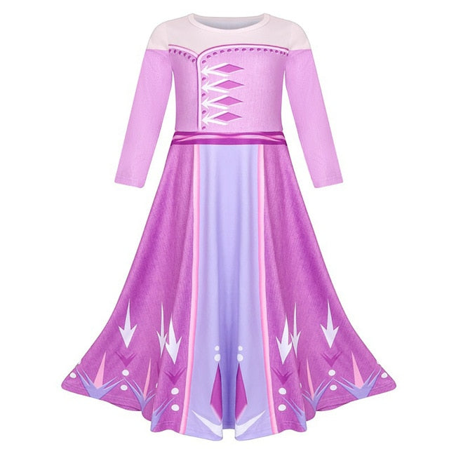 Muababy Elsa 1&2 Princess Dresses for Girls Fever Green Floral Maxi Dress Winter Robe Queen Anna Coronation Gown Elsa Party Wear