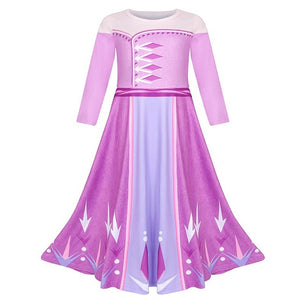 Muababy Elsa 1&2 Princess Dresses for Girls Fever Green Floral Maxi Dress Winter Robe Queen Anna Coronation Gown Elsa Party Wear