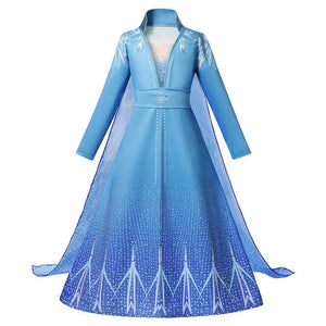 Muababy Elsa 1&2 Princess Dresses for Girls Fever Green Floral Maxi Dress Winter Robe Queen Anna Coronation Gown Elsa Party Wear
