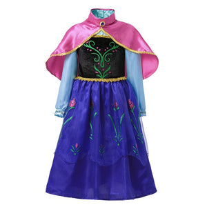 Muababy Elsa 1&2 Princess Dresses for Girls Fever Green Floral Maxi Dress Winter Robe Queen Anna Coronation Gown Elsa Party Wear