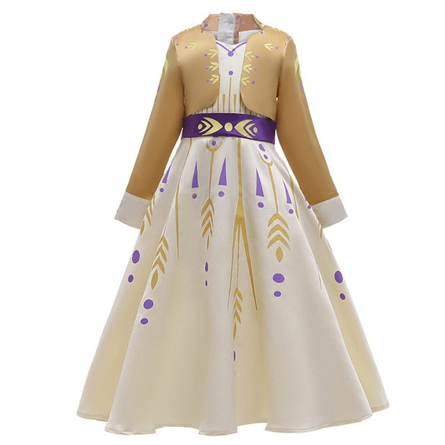 Muababy Elsa 1&2 Princess Dresses for Girls Fever Green Floral Maxi Dress Winter Robe Queen Anna Coronation Gown Elsa Party Wear