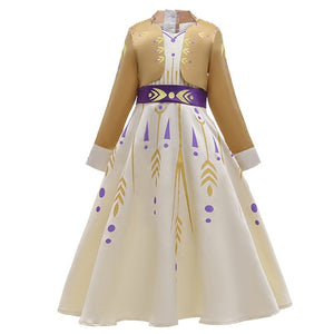 Muababy Elsa 1&2 Princess Dresses for Girls Fever Green Floral Maxi Dress Winter Robe Queen Anna Coronation Gown Elsa Party Wear