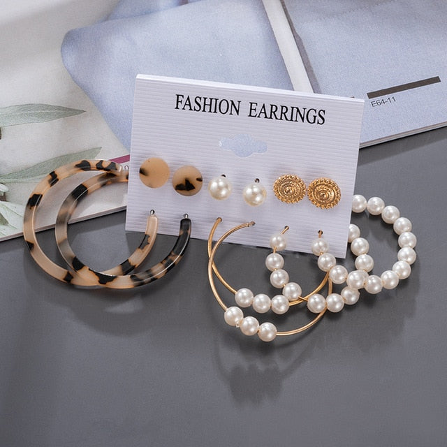 Women's Earrings Korean Stud Earrings for Women Vintage Pearl Butterfly Gold Cross Earring Set 2021 Trend Earings Femauu Jewelry