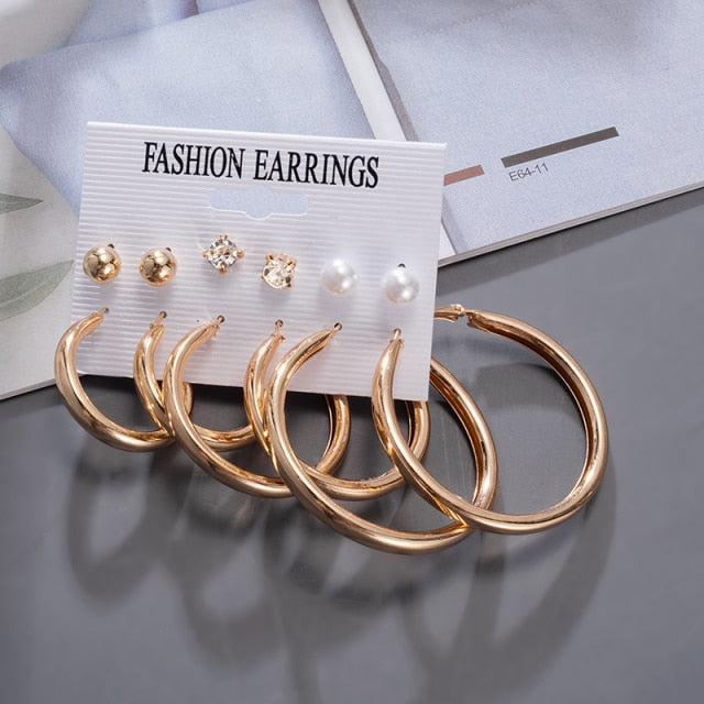 Women's Earrings Korean Stud Earrings for Women Vintage Pearl Butterfly Gold Cross Earring Set 2021 Trend Earings Femauu Jewelry