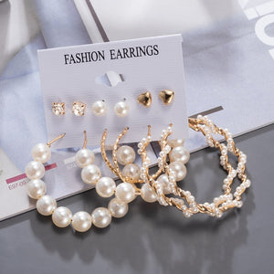 Women's Earrings Korean Stud Earrings for Women Vintage Pearl Butterfly Gold Cross Earring Set 2021 Trend Earings Femauu Jewelry