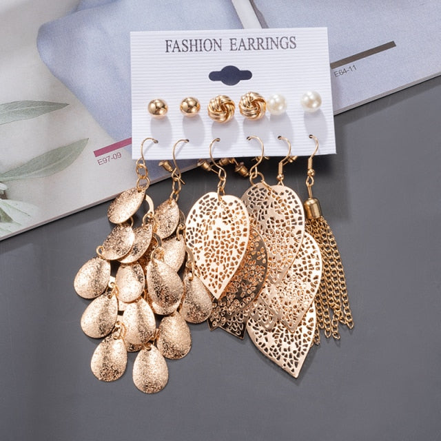 Women's Earrings Korean Stud Earrings for Women Vintage Pearl Butterfly Gold Cross Earring Set 2021 Trend Earings Femauu Jewelry