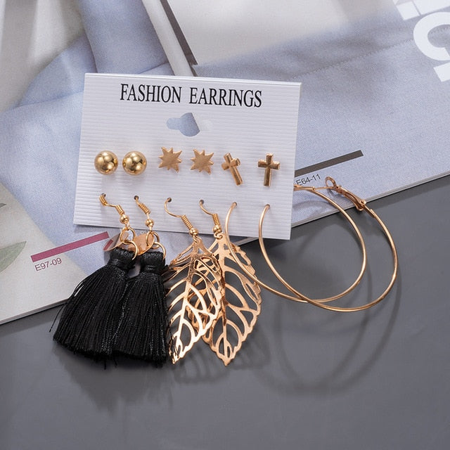 Women's Earrings Korean Stud Earrings for Women Vintage Pearl Butterfly Gold Cross Earring Set 2021 Trend Earings Femauu Jewelry