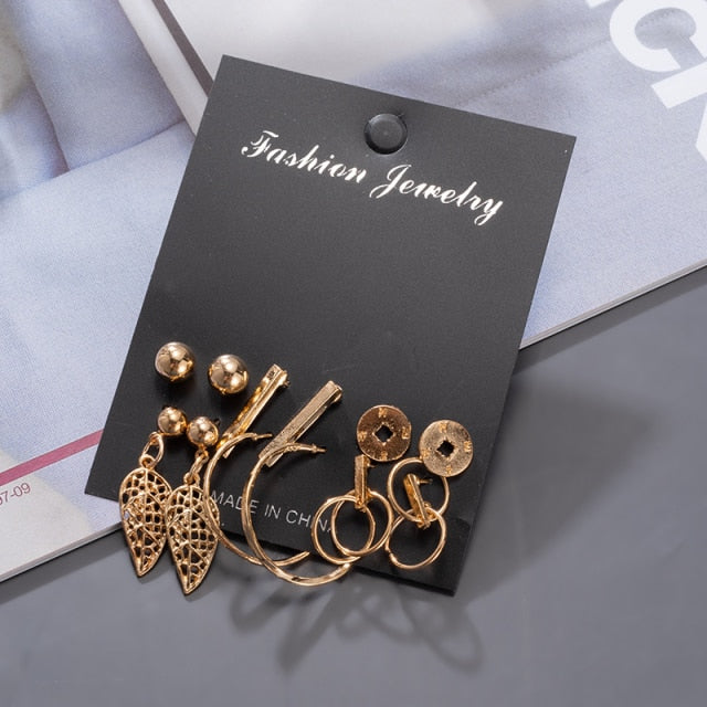 Women's Earrings Korean Stud Earrings for Women Vintage Pearl Butterfly Gold Cross Earring Set 2021 Trend Earings Femauu Jewelry