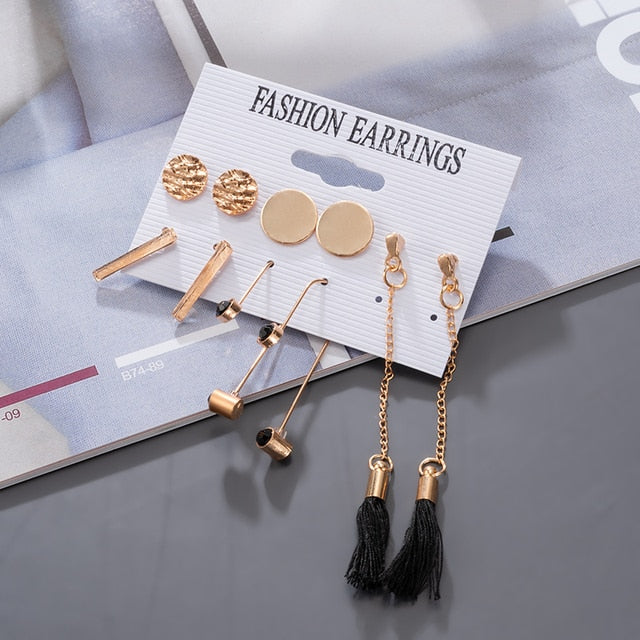Women's Earrings Korean Stud Earrings for Women Vintage Pearl Butterfly Gold Cross Earring Set 2021 Trend Earings Femauu Jewelry