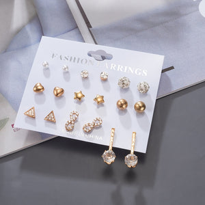 Women's Earrings Korean Stud Earrings for Women Vintage Pearl Butterfly Gold Cross Earring Set 2021 Trend Earings Femauu Jewelry