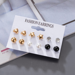 Women's Earrings Korean Stud Earrings for Women Vintage Pearl Butterfly Gold Cross Earring Set 2021 Trend Earings Femauu Jewelry