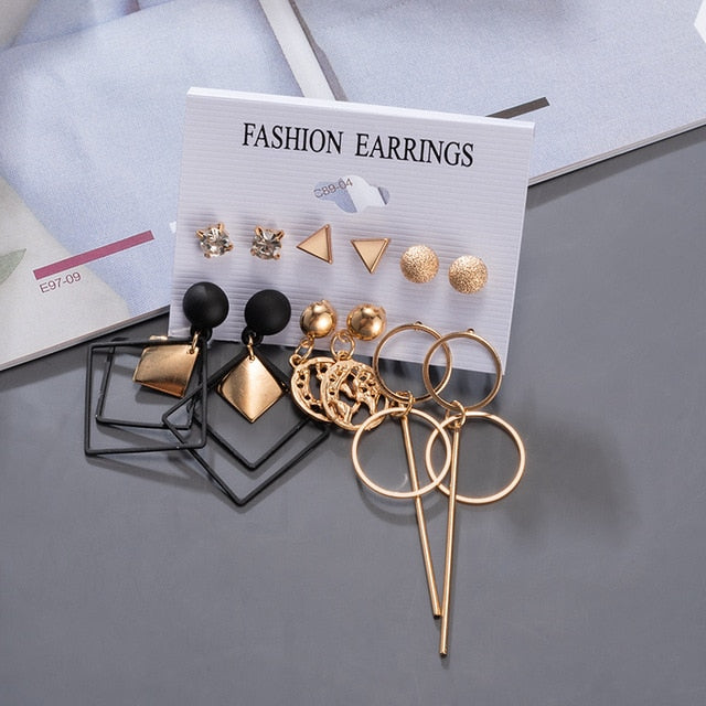 Women's Earrings Korean Stud Earrings for Women Vintage Pearl Butterfly Gold Cross Earring Set 2021 Trend Earings Femauu Jewelry