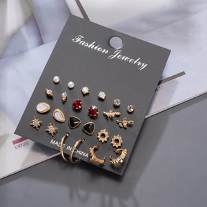 Women's Earrings Korean Stud Earrings for Women Vintage Pearl Butterfly Gold Cross Earring Set 2021 Trend Earings Femauu Jewelry