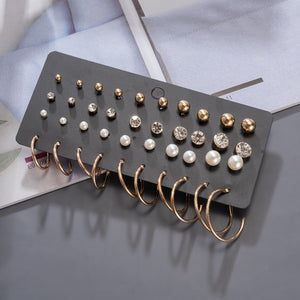 Women's Earrings Korean Stud Earrings for Women Vintage Pearl Butterfly Gold Cross Earring Set 2021 Trend Earings Femauu Jewelry