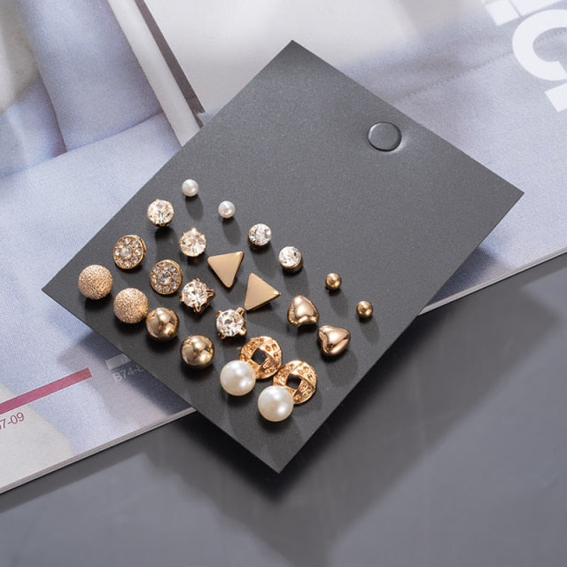 Women's Earrings Korean Stud Earrings for Women Vintage Pearl Butterfly Gold Cross Earring Set 2021 Trend Earings Femauu Jewelry