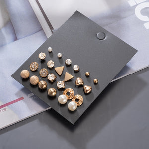 Women's Earrings Korean Stud Earrings for Women Vintage Pearl Butterfly Gold Cross Earring Set 2021 Trend Earings Femauu Jewelry