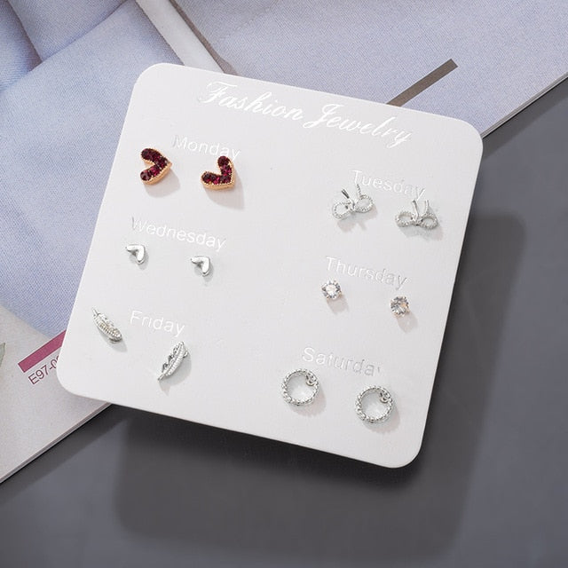 Women's Earrings Korean Stud Earrings for Women Vintage Pearl Butterfly Gold Cross Earring Set 2021 Trend Earings Femauu Jewelry