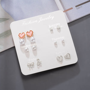 Women's Earrings Korean Stud Earrings for Women Vintage Pearl Butterfly Gold Cross Earring Set 2021 Trend Earings Femauu Jewelry