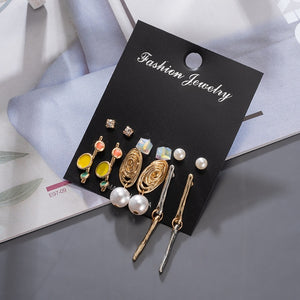 Women's Earrings Korean Stud Earrings for Women Vintage Pearl Butterfly Gold Cross Earring Set 2021 Trend Earings Femauu Jewelry