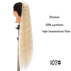 MSTN 30-Inch Synthetic Hair Fiber Heat-Resistant Straight Hair With Ponytail Fake Hair Chip-in Hair Extensions Pony Tail Wig