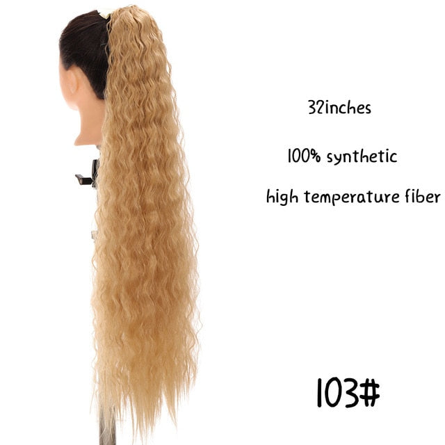 MSTN 30-Inch Synthetic Hair Fiber Heat-Resistant Straight Hair With Ponytail Fake Hair Chip-in Hair Extensions Pony Tail Wig