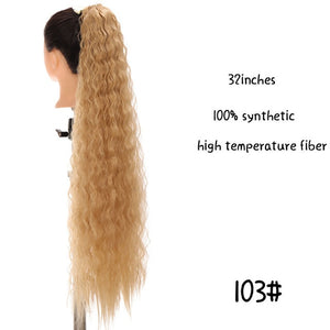 MSTN 30-Inch Synthetic Hair Fiber Heat-Resistant Straight Hair With Ponytail Fake Hair Chip-in Hair Extensions Pony Tail Wig