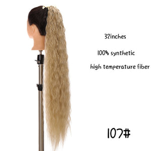 MSTN 30-Inch Synthetic Hair Fiber Heat-Resistant Straight Hair With Ponytail Fake Hair Chip-in Hair Extensions Pony Tail Wig