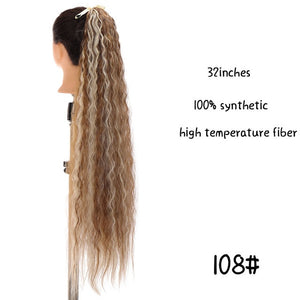 MSTN 30-Inch Synthetic Hair Fiber Heat-Resistant Straight Hair With Ponytail Fake Hair Chip-in Hair Extensions Pony Tail Wig