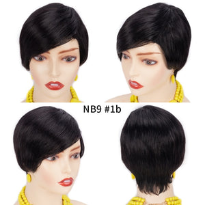 Pixie Cut Human Hair Wig Short Bob Straight Full Machine Made Ombre Blonde Burgundy Wigs Cheap Human Hair Wigs For Black Women
