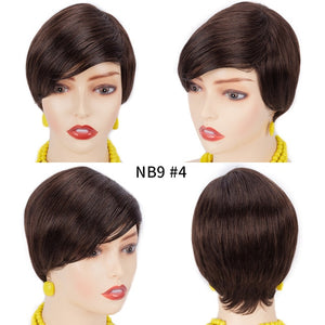 Pixie Cut Human Hair Wig Short Bob Straight Full Machine Made Ombre Blonde Burgundy Wigs Cheap Human Hair Wigs For Black Women
