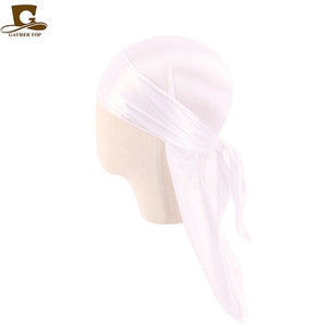 Men's Silky Durags Bandanas Turban hat Wigs Doo Men Satin Durag Biker Headwear Headband Hair Accessories Extra Long Tail Du-Rag