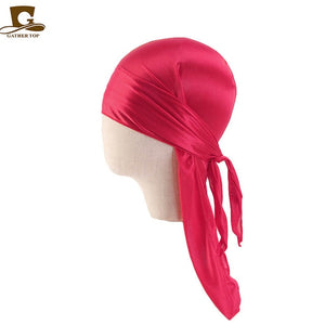 Men's Silky Durags Bandanas Turban hat Wigs Doo Men Satin Durag Biker Headwear Headband Hair Accessories Extra Long Tail Du-Rag
