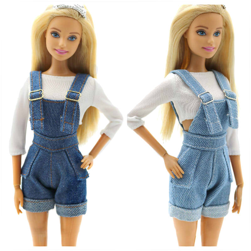 Fashion Suspenders Trousers Outfit Set for Barbie 11 Inches  BJD FR SD Doll Dress Clothes Dollhouse Roll Play Accessories