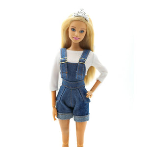 Fashion Suspenders Trousers Outfit Set for Barbie 11 Inches  BJD FR SD Doll Dress Clothes Dollhouse Roll Play Accessories