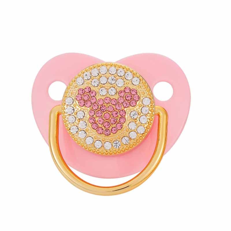 BLINGONLY Luxury Infant Dummy Pink Rhinestone BPA Free Bling Pacifier For Babies