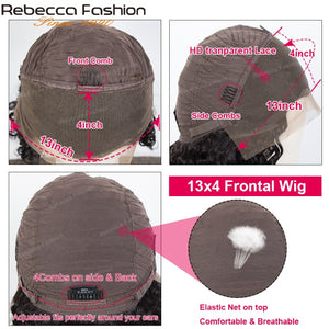 Rebecca 13x4 Deep Wave Lace Front Human Hair Wig Pre Plucked With Baby Hair 150% Brazilian Deep Curly Frontal Wig For Women 30”