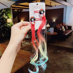 New Girls Colorful Wig Laser Tinsel Hair Party Princess Hair Clips for Girls Kids Cosplay Headdress Hair Accessories Headwear