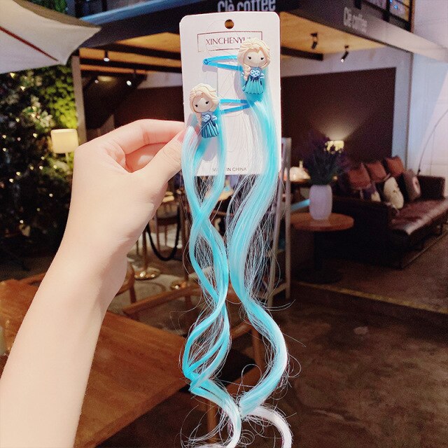 New Girls Colorful Wig Laser Tinsel Hair Party Princess Hair Clips for Girls Kids Cosplay Headdress Hair Accessories Headwear