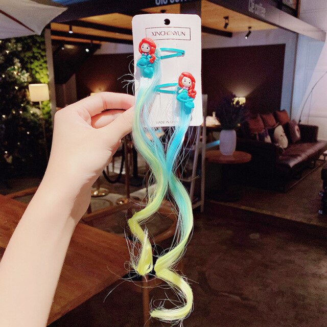 New Girls Colorful Wig Laser Tinsel Hair Party Princess Hair Clips for Girls Kids Cosplay Headdress Hair Accessories Headwear